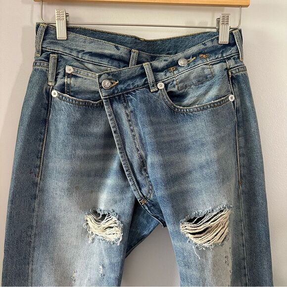 R13 Cross Over Jean in Emory With Rips Wash - Picture 4 of 11